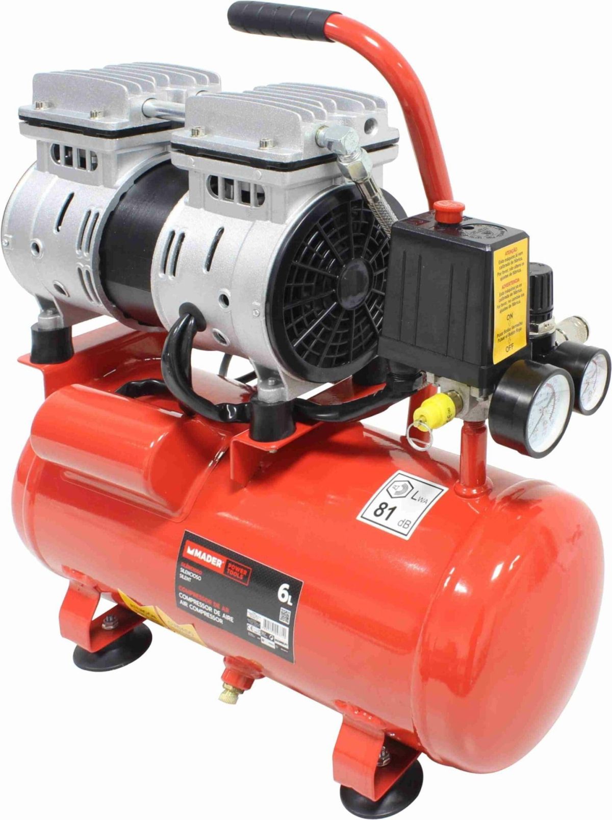 Compressor de Ar 6L Silencioso - Sem Óleo -MPT-09371