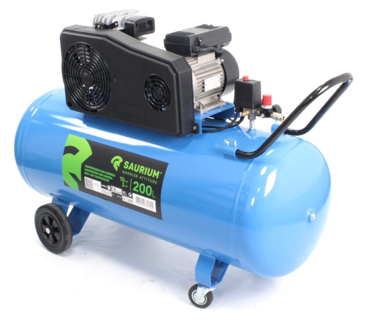 Compressor de Ar 200L, 3HP, 10Bar - SAURIUM